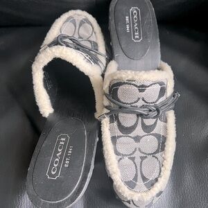 Coach Clogs With Brand New Rubber Soles - Faux Fur Trim. Fun!!